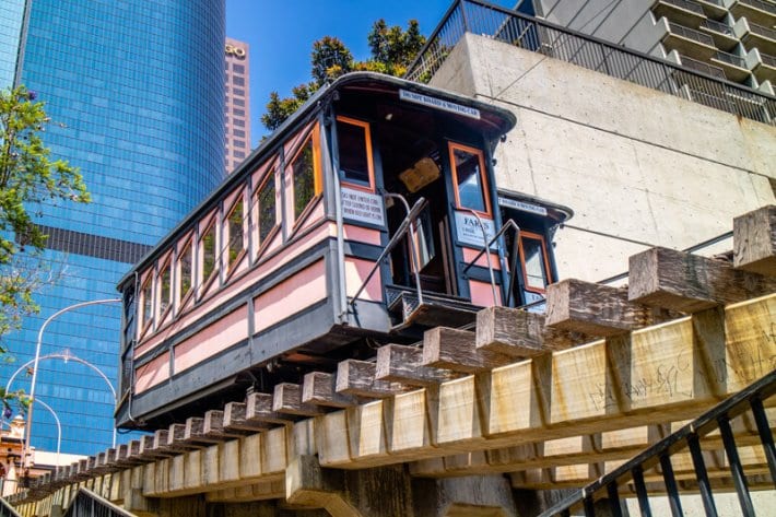angels flight train on tracks