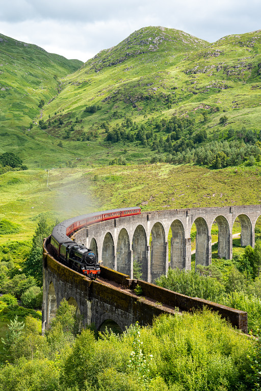 Jacobite steam train crossing the Glenfinnan Viadcut