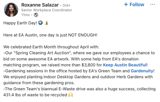 Earth Day - LinkedIn - EA