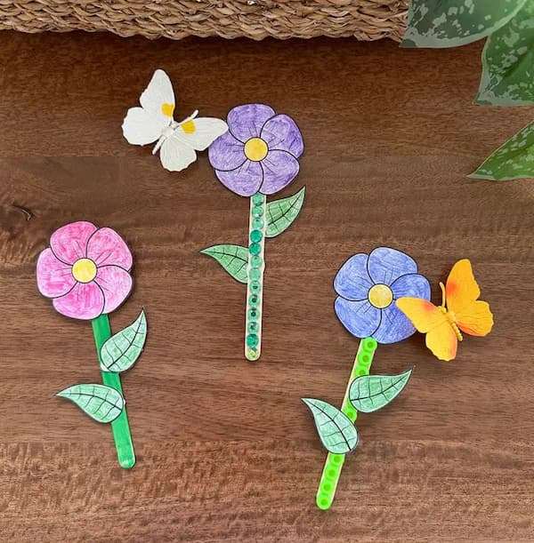 Free Printable Flower Popsicle Stick Paper Craft