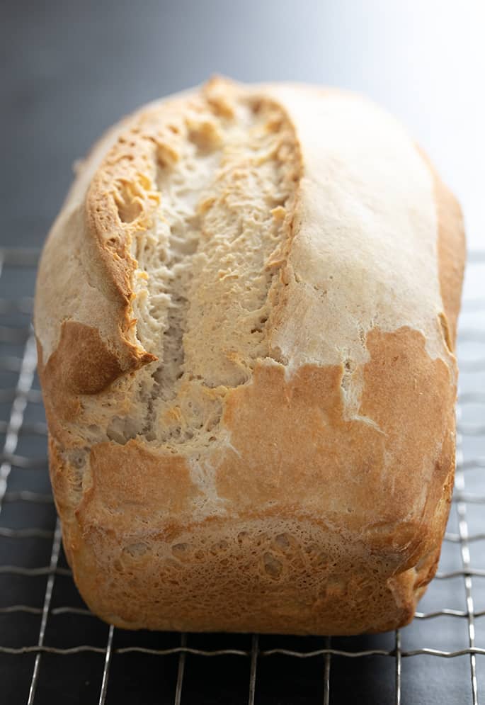 A whole loaf of gluten free sourdough bread.