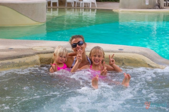 mother and two daugthers in spa