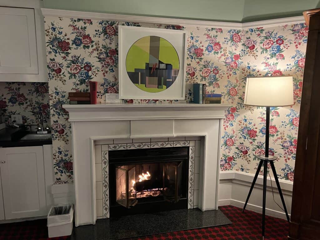 Charming British Hotel in San Francisco: My Stay at White Swan Inn 4 nterior of a charming room at White Swan Inn with a fireplace.