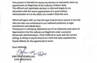 Rivers state chief magistrate resigns over emergency rule