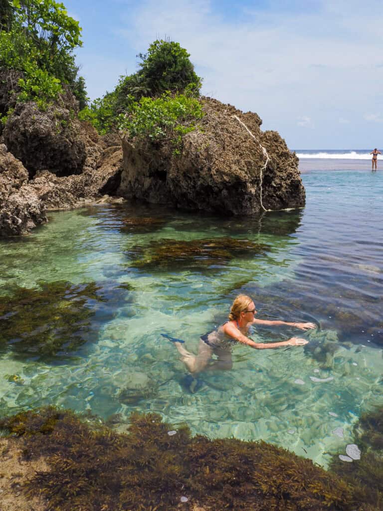 Swimming in the rockpools in Siargao