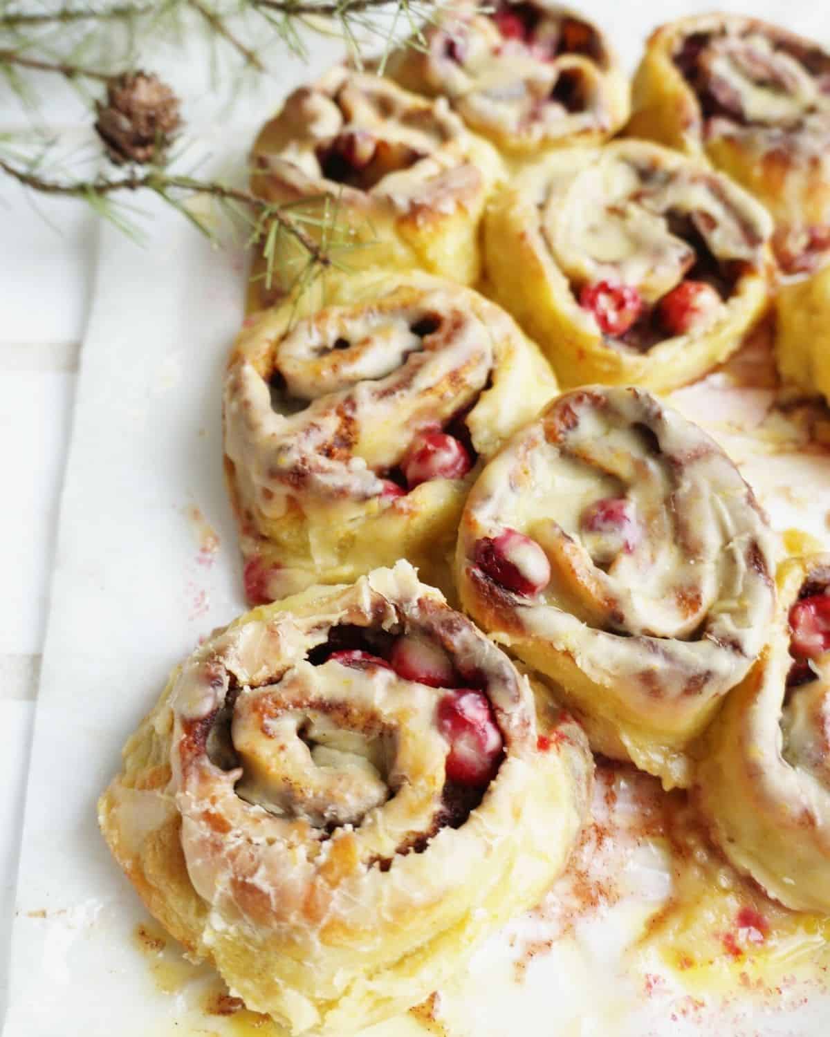 top down shot of the rolls on parchment paper ready to serve.