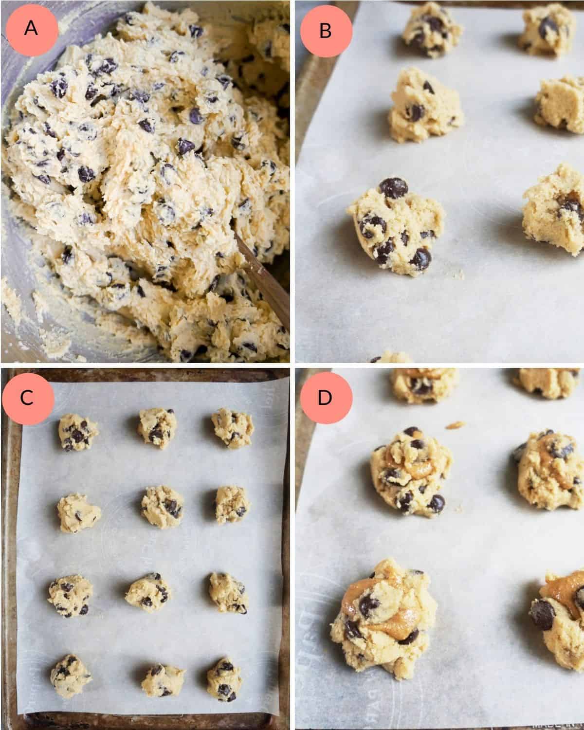 process shots of the keto cookie dough being made