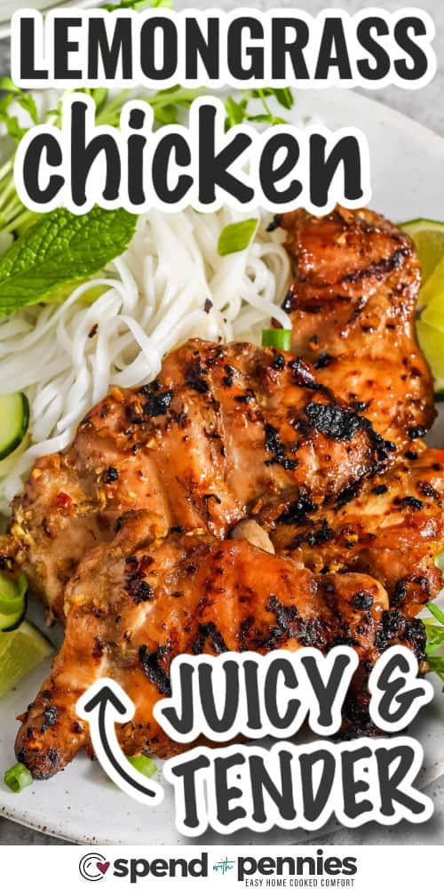 juicy Lemongrass Chicken with writing