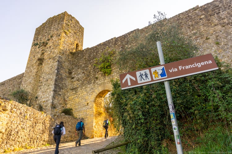 Via Francigena - Entering Monteriggioni on our Via Francigena hike