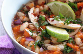 Easy Chicken Chili with White Beans, Sweet Potato + Lime