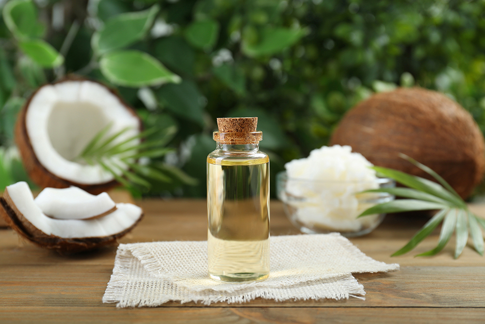 a vial of coconut oil