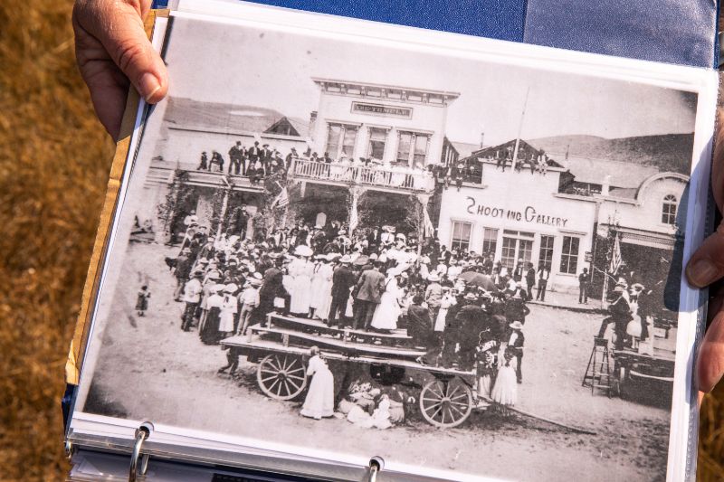 black and white photo showing life in bodie gold mining town