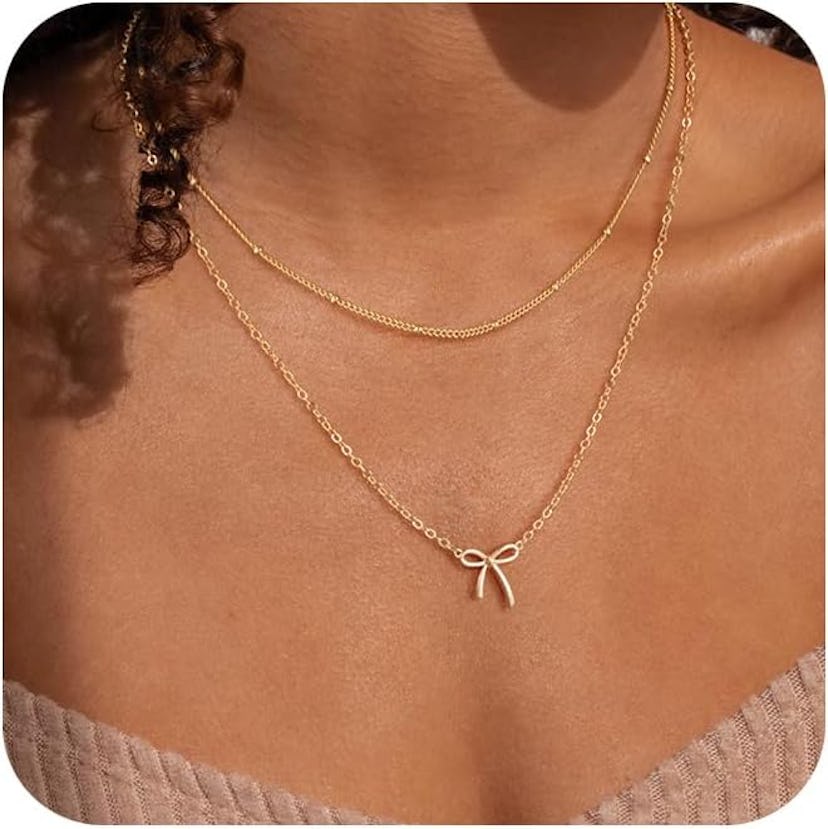 CAROVO Gold Bow Necklace