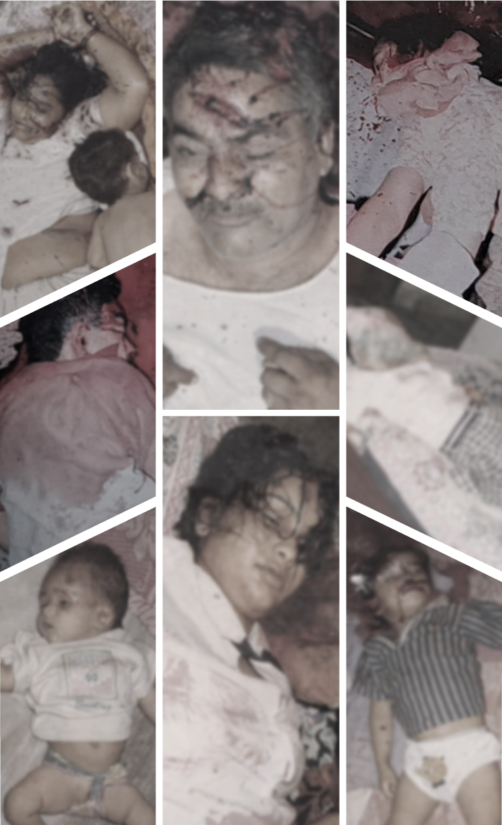 पूर्व विधायक रेलू राम पूनिया सहित उनके परिवार के 8 लोगों के शव। इसमें 68 साल के बुजुर्ग से लेकर सवा महीने तक की बच्ची की लाश शामिल है।