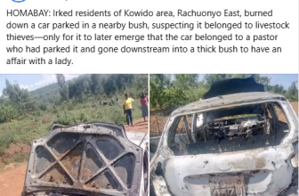 Pastor assaulted, his car set ablaze by residents after being mistaken for livestock thief while ‘having fun’ with a woman in bush
