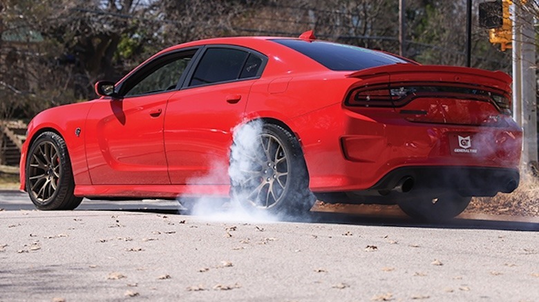 Dodge doing a burnout