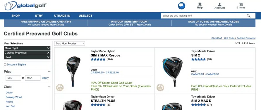 global golf best places to buy used golf clubs