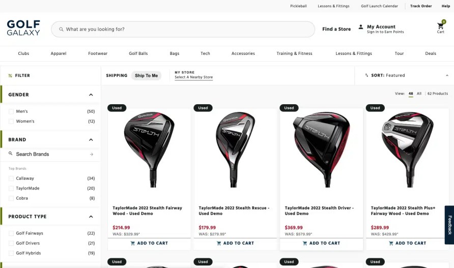 golf galaxy second hand golf clubs