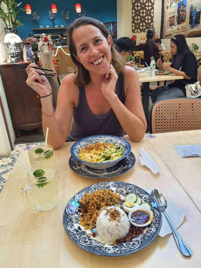 Anna enjoying Malaysian food in Kuala Lumpur, Malaysia