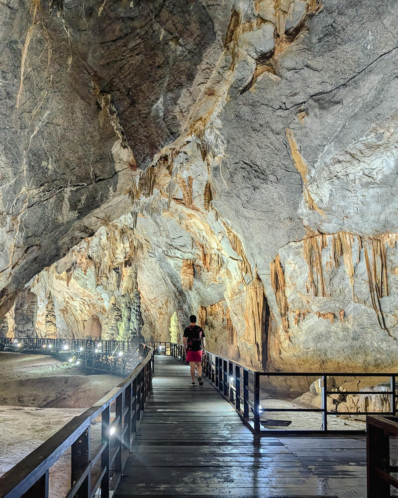 Wooden path leading through Paradise cave