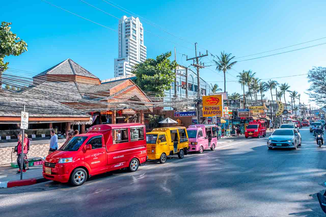 Colorful taxi minibus in Patong, Phuket