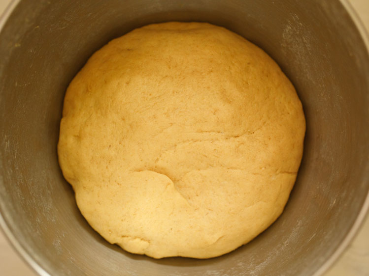 dough doubled after leavening for pita bread recipe. 