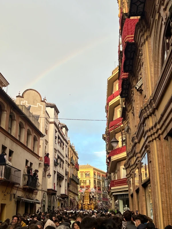 A rainbow appears after the rain of Holy Tuesday. Credit: Almudena Martínez-Bordiú
