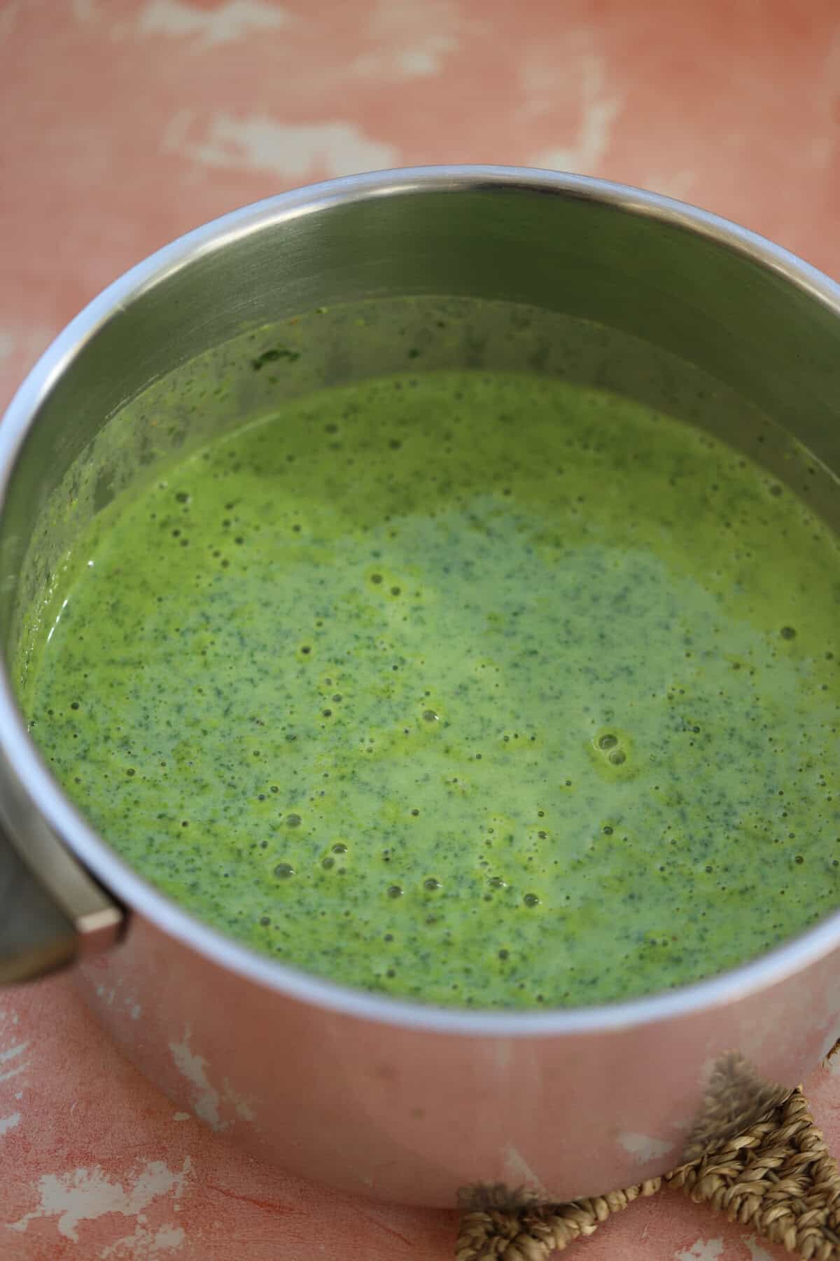 A pan of watercress soup.