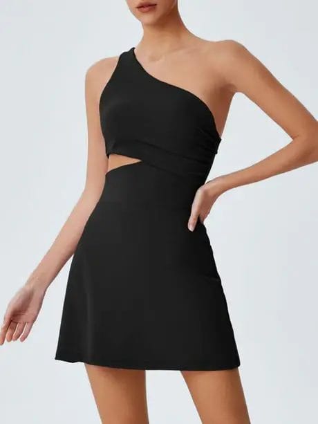 Berlook One Shoulder Cut Out Sports Dress