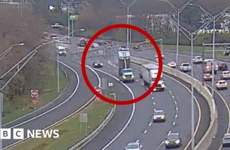 Moment truck collides with sign on Ohio highway