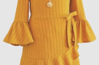 NWT Rare Editions Girls Dress Necklace Set Size 8 Bell Sleeve Rib Knit Ruffle