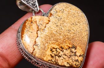 Picture Jasper Heart Shape Gemstone Fashion Ethnic Vintage Jewelry Pendant 2.10″