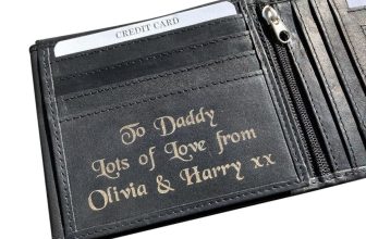 Men’s Personalised Engraved Black Leather Wallet Fathers Day Gift Dad Daddy