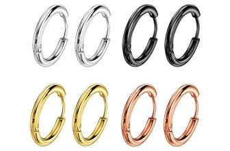 Pair Men Women Surgical Silver Stainless Steel Thick Round Huggie Hoop Earrings