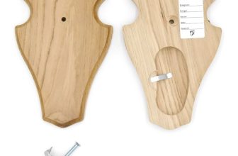 1 Piece Deer Trophy Plaque Stump Oak Light AF 18.5 x 11 cm KF 1x Antler Clamp