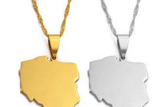 Silver or Gold Poland Country Map Outline Necklace Pendant Chain Polska Polish