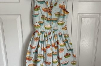 ModCloth Bea & Dot Womens Novelty Pie Print A-Line Pin Up Dress Sz M Cottagecore