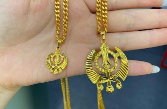 Khanda Pendant,24carat Gold Plated Sikh Khalsa Legend Khanda With Curb Chain