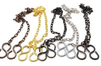 Plated Chandelier Chain with 2 S hooks 6kg max. load choose finish and length