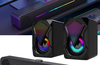 PC GAMING SPEAKERS LED Lighting Bass USB Wired for PC Desktop Computer UK