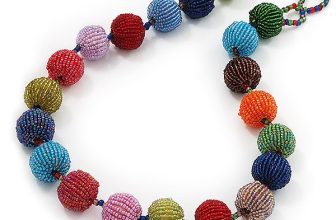 Chunky Multicoloured Glass Beaded Necklace – 56cm Length