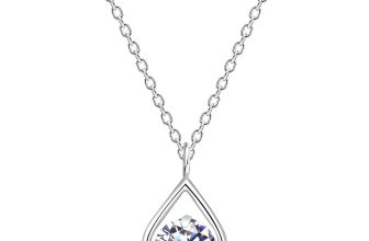 925 Pendant Chain Necklace Sterling Silver Cubic Zirconia Teardrop Necklace +Box