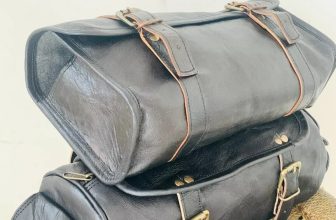 Leather 2 Tool Bags Motorcycle Black Front Fork Storage 1 Large + 1 Small Bag