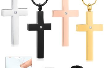 ✚ Stainless Steel Cross w/ Crystal Memorial Necklace Cremation Ashes Jewellery