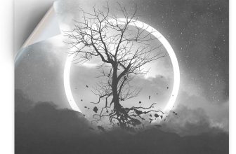 1 x Vinyl Sticker A4 – BW – Eclipse Tree Fantasy Space Art #35963