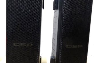 Pair of 4 ohm 10W black  DSP slimline TV speakers