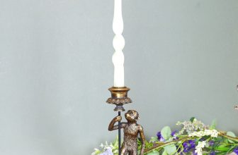 24cm Antique Copper Resin Monkey Tapered Candle Stick Holder Animal Statue