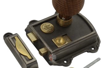 Antique Cast Iron Victorian Style Door Rim Lock Latch Rosewood Beehive Knobs