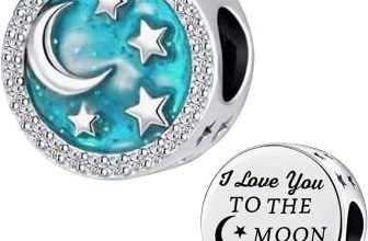 I Love You to the Moon and Back Blue Charm S925 Sterling Silver Charm for Women