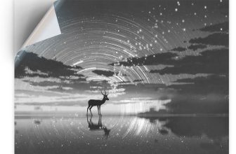 1 x Vinyl Sticker A4 – BW – Magical Deer Night Sky Fantasy #35965